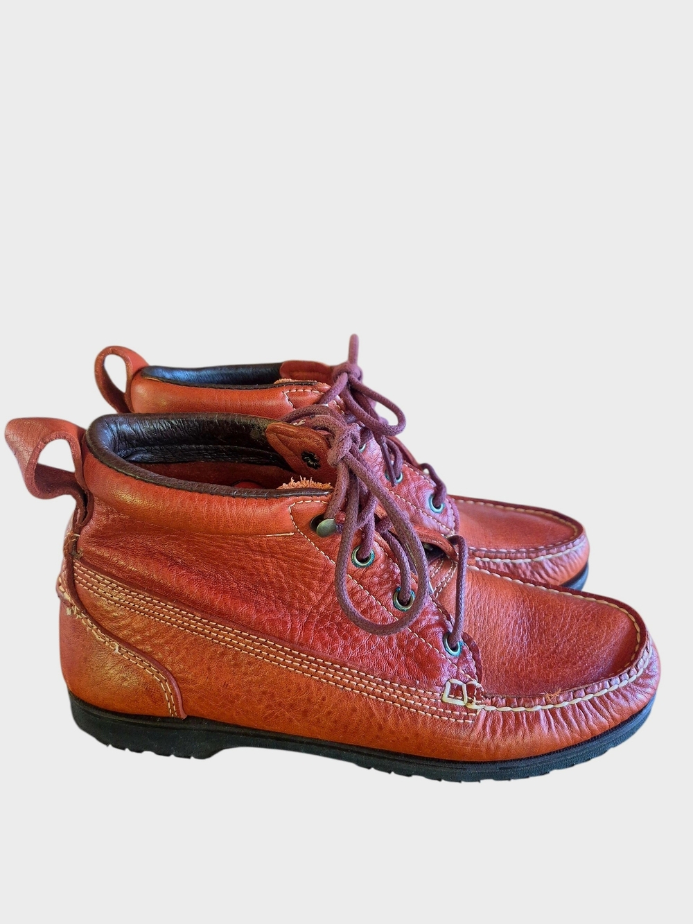 Eddie Bauer Women's CHUKKA Tan/Brown Leather Lace-Up Mid Top Casual Boots 7.5M - Picture 3 of 9